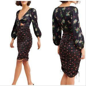 For Love & Lemons black dress floral long sleeves size small NWT